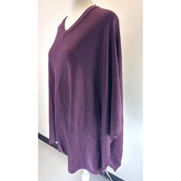 Ann Taylor M/L Purple V-Neck Poncho/Cape Sweater Cottagecore Prairie Casual - Picture 5 of 9